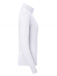 Damen Zip-Longsleeve in Weiß mit 1/3-Zip und schwarzem Reißverschluss